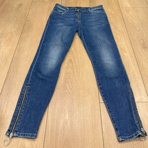 Joe’s Jeans Zip Ankle Skinny Jeans Dark Wash Ring Zipper Size 28